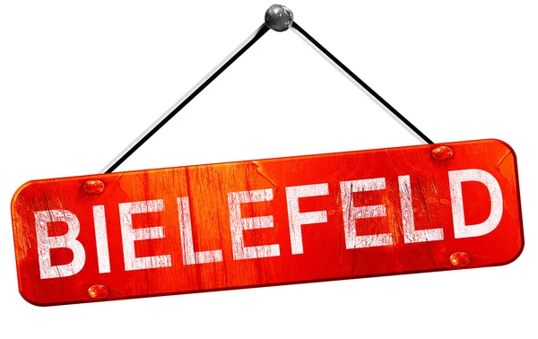 Bielefeld, 3d render, işareti asılı kırmızı