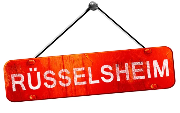 Russelsheim se sériový 3d vykreslování, červený visí znamení — Stock fotografie