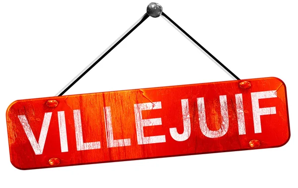 Villejuif, 3d render, işareti asılı kırmızı