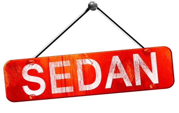 Sedan, 3d render, işareti asılı kırmızı
