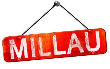 Millau, 3d render, işareti asılı kırmızı