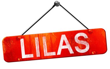 Lilas, 3d render, işareti asılı kırmızı