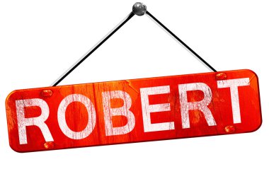 Robert, 3d render, işareti asılı kırmızı