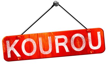 Kourou, 3d render, işareti asılı kırmızı