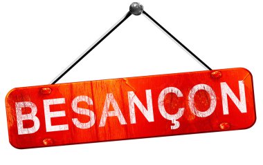 Besancon, 3d render, işareti asılı kırmızı