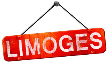 Limoges, 3d render, işareti asılı kırmızı