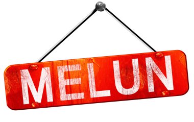 Melun, 3d render, işareti asılı kırmızı