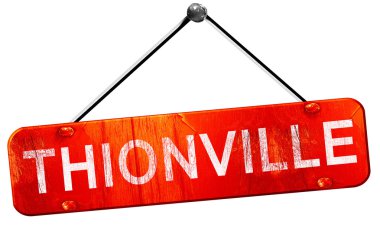 thionville, 3D rendering, a red hanging sign