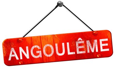 Angouleme, 3d render, işareti asılı kırmızı