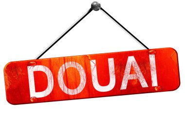 Douai, 3d render, işareti asılı kırmızı