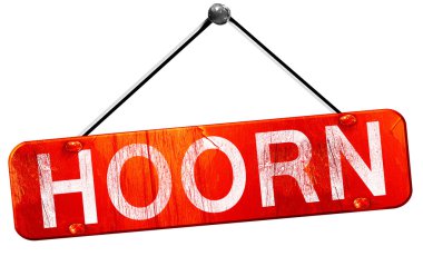 Hoorn, 3d render, işareti asılı kırmızı