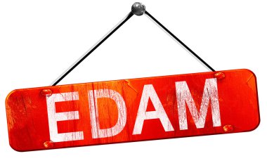 Edam, 3d render, işareti asılı kırmızı