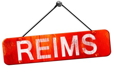 Reims, 3d render, işareti asılı kırmızı