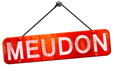 Meudon, 3d render, işareti asılı kırmızı