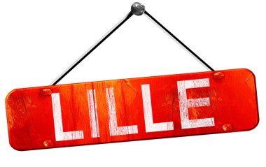 Lille, 3d render, işareti asılı kırmızı