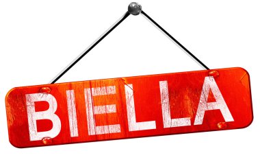 Biella, 3d render, işareti asılı kırmızı