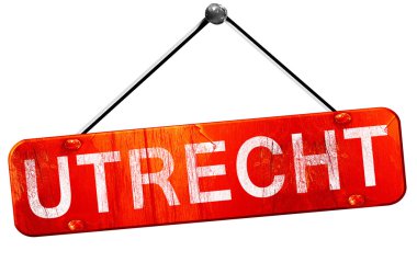 Utrecht, 3d render, işareti asılı kırmızı