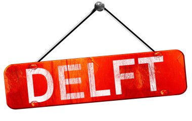 Delft, 3d render, işareti asılı kırmızı