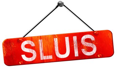 Sluis, 3d render, işareti asılı kırmızı