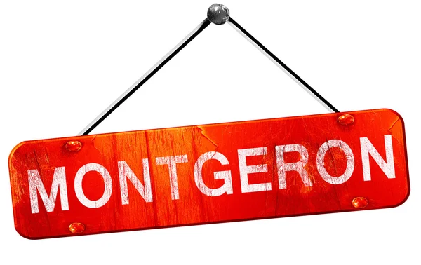 Montgeron, 3D-rendering, een rode opknoping sign — Stockfoto