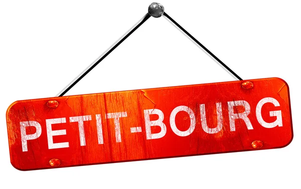 Petit-bourg, 3D rendering, a red hanging sign — Stock Photo, Image