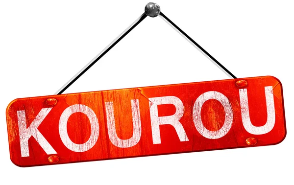 Kourou, 3d render, işareti asılı kırmızı