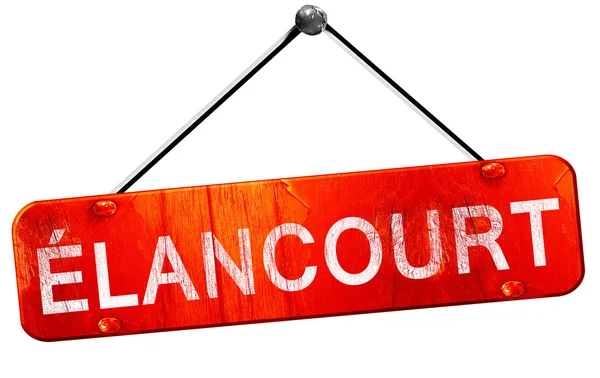 Elancourt, 3d-рендерінг, червоний підвісний знак — стокове фото