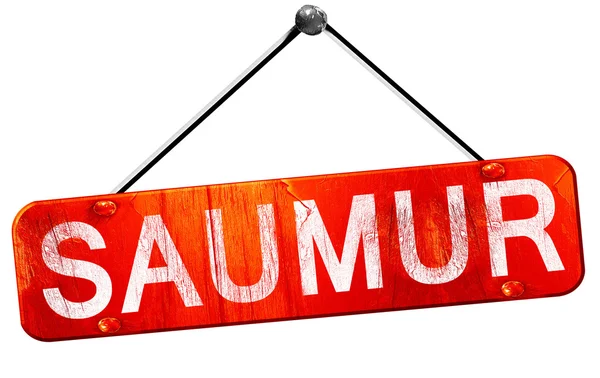 Saumur, 3D-Rendering, ein rotes Hängeschild — Stockfoto