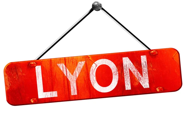 Lyon, 3d render, işareti asılı kırmızı