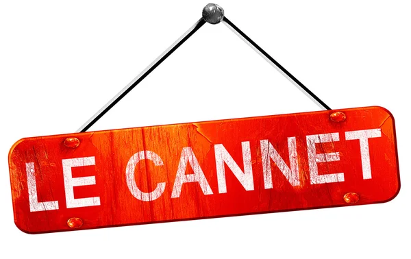 Le cannet, renderização 3D, um sinal de suspensão vermelho — Fotografia de Stock
