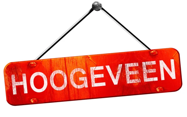 Hoogeveen, 3d render, işareti asılı kırmızı — Stok fotoğraf