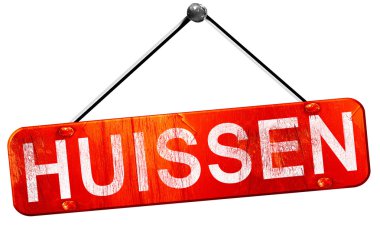 Huissen, 3D rendering, a red hanging sign
