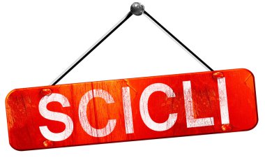 Scili, 3d render, işareti asılı kırmızı