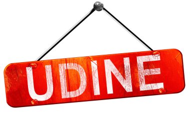 Udine, 3d render, işareti asılı kırmızı