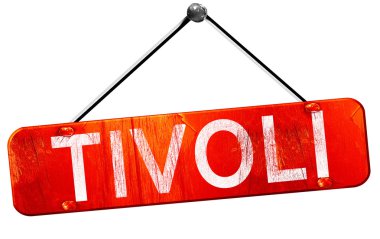 Tivoli, 3d render, işareti asılı kırmızı