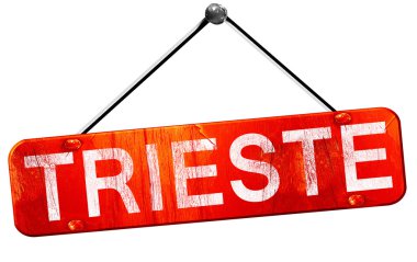 Trieste, 3d render, işareti asılı kırmızı