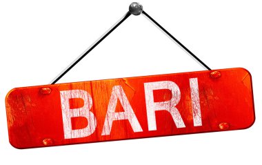 Bari, 3D rendering, a red hanging sign