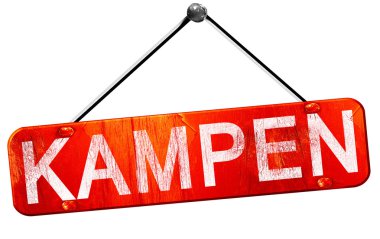 Kampen, 3d render, işareti asılı kırmızı