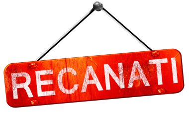 Recanati, 3d render, işareti asılı kırmızı