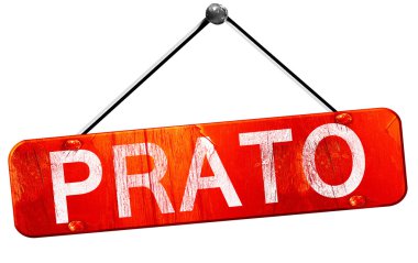 Prato, 3D rendering, a red hanging sign