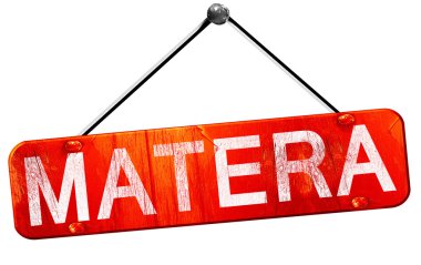 Matera, 3d render, işareti asılı kırmızı