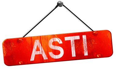 Asti, 3d render, işareti asılı kırmızı