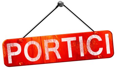 Portici, 3d render, işareti asılı kırmızı