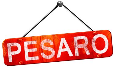 Pesaro, 3d render, işareti asılı kırmızı