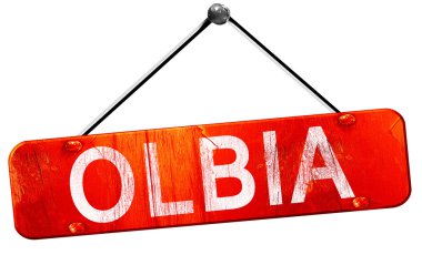 Olbia, 3d render, işareti asılı kırmızı