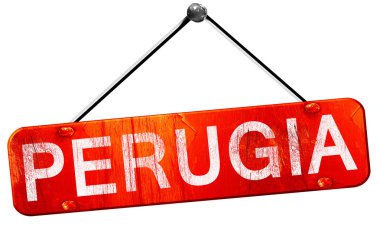 Perugia, 3d render, işareti asılı kırmızı