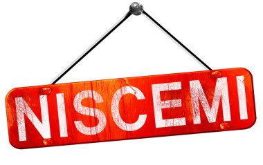 Niscemi, 3d render, işareti asılı kırmızı