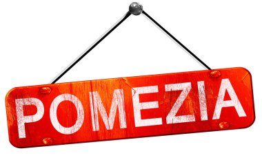 Pomezia, 3d render, işareti asılı kırmızı