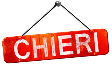 Chieri, 3d render, işareti asılı kırmızı