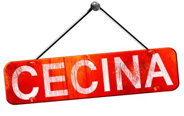 Cecina, 3d render, işareti asılı kırmızı